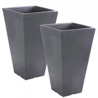 2x Stuks Antraciet Grijze Bloempot/plantenpot 35 Cm - Plantenpotten