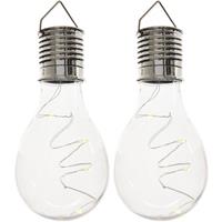 Lumineo 2x Buitenlampen/tuinlampen Lampbolletjes/peertjes 14 Cm Transparant - Buitenverlichting