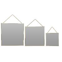 4Goodz Set 3 Vierkante Spiegels Met Ophangketting 20/30/35 Cm - Goud