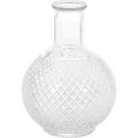 Flesvaas Geruit Glas Transparant 13 X 19 Cm - Vazen