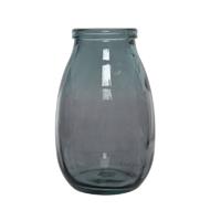 Decoris Grijze Vazen/bloemenvazen Van Gerecycled Glas 18 X 28 Cm - Vazen
