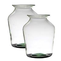 Bellatio 2x Stuks Transparante Luxe Grote Vaas/vazen Van Glas 36 X 24 Cm - Vazen