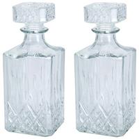 2x Glazen Decoratie Fles/karaf 750 Ml/9 X 23 Cm Voor Water Of Likeuren - Whiskeykaraffen