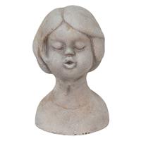 Clayre & Eef Decoratie Buste Meisje 11*10*18 Cm Beige Steen Decoratief Figuur Decoratieve Accessoires Woonaccessoires