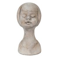 Clayre & Eef Decoratie Buste Meisje 12*11*24 Cm Beige Steen Decoratief Figuur Decoratieve Accessoires Woonaccessoires