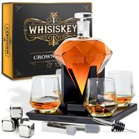 Whisiskey Whiskey Karaf - Diamant uxe Whisky Karaf Set - 0,9 L - Decanteer Karaf - Incl. Accessoires