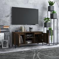 Tv-meubel met metalen poten 103,5x35x50 cm gerookt eikenkleurig