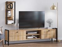 Kauf-unique TV-Möbel Set - 2 Türen & 2 Ablagen - Naturfarben & Weiß - PAMINA