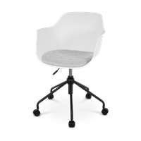 Nolon Nout bureaustoel wit met armleuningen en grijs zitkussen - zwart onderstel