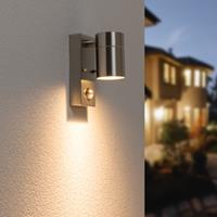 HOFTRONIC™ Mason wandlamp - 2700K warm wit - Bewegingsmelder en schemerschakelaar - IP44 spatwaterdicht - Spotlight voor binnen en buiten - RVS