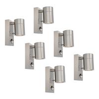 HOFTRONIC™ 6x Mason wandlamp - 6000K daglicht wit - Bewegingsmelder en schemerschakelaar - RVS - IP44 spatwaterdicht - Spotlight voor binnen en buiten - RVS