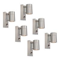 HOFTRONIC™ 6x Mason wandlamp - 4000K warm wit - Bewegingsmelder en schemerschakelaar - IP44 spatwaterdicht - Spotlight voor binnen en buiten - RVS