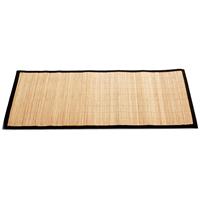 Giftdecor Badkamer vloermat anti-slip lichte bamboe 50 x 80 cm met zwarte rand - Douche/bad accessoires
