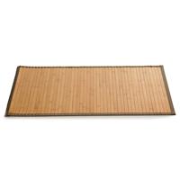 Giftdecor Badkamer vloermat anti-slip lichte bamboe 50 x 80 cm met grijze rand - Douche/bad accessoires