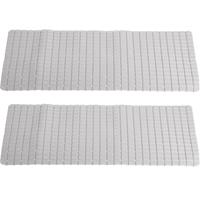 2x stuks anti-slip badmatten lichtgrijs 69 x 39 cm rechthoekig - Badkuip mat - Grip mat voor in douche of bad