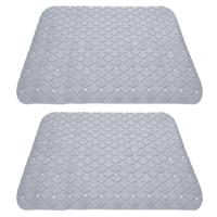 2x stuks anti-slip badmatten licht grijs 55 x 55 cm vierkant - Badkuip mat - Grip mat voor in douche of bad