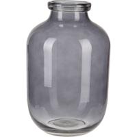 Bellatio Grijze glazen vaas/vazen 16 x 28 cm - Vazen van glas