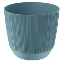 Prosperplast Moderne carf-stripe plantenpot/bloempot kunststof dia 13 cm/hoogte 11 cm stone blauw voor binnen/buiten