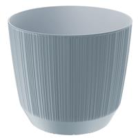 Prosperplast Moderne carf-stripe plantenpot/bloempot kunststof dia 13 cm/hoogte 11 cm steengrijs voor binnen/buiten