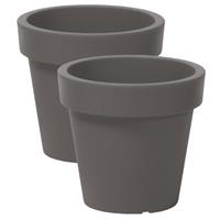 Prosperplast 2x stuks basic plantenpot/bloempot kunststof dia 13.5 cm/hoogte 12 cm steenGrijs