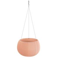 Prosperplast Plantenpot/bloempot hangend kunststof dia 29 cm en hoogte 19.5 cm in het zalm roze met metalen ophanghaak