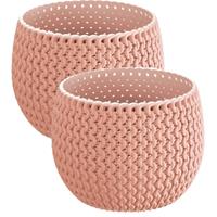 Prosperplast Set van 2x stuks plantenpotten/bloempotten kunststof dia 24 cm en hoogte 16 cm in het zalm Roze