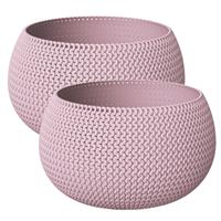 Prosperplast Set van 2x stuks plantenpotten/bloempotten kunststof dia 37 cm en hoogte 22 cm in het midden Roze