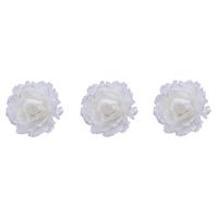 Bellatio 3x stuks decoratie bloemen wit met veertjes op clip 11 cm - Decoratiebloemen/kerstboomversiering/kerstversiering