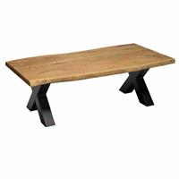 HomingXL Boomstam salontafel massief Acacia | X-poot zwart gepoedercoat staal | 130 x 70 cm | Bladdikte 3,7 cm