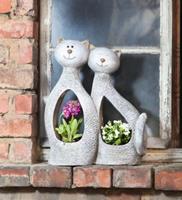 HOME Living Pflanzer Katzenliebe Blumentöpfe grau