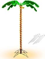 COSTWAY Kunstpflanz 136cm Palme mit LED-Lichtern grün
