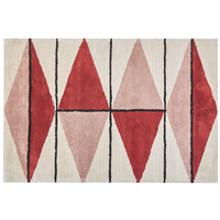 Beliani - Teppich Mehrfarbig Baumwolle 140 x 200 cm geometrisches Muster handgewebt gefärbt Kurzhaar Kurzflor Bettvorleger Läufer Retro Stil - Schwarz