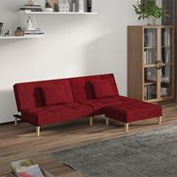 Vidaxl Schlafsofa 2-sitzer Mit 2 Kissen & Hocker Weinrot Stoff