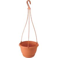 Prosperplast 1x Stuks hangende kunststof Agro terracotta bloempot/plantenpot met schotel 1,2 liter -