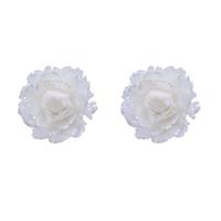 Bellatio 2x stuks decoratie bloemen wit met veertjes op clip 11 cm -