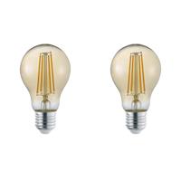 BES LED LED Lamp - Trion Lamba - Set 2 Stuks - E27 Fitting - 4W - Warm Wit 3000K - Amber - Glas