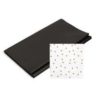 Bellatio Papieren tafelkleed/tafellaken zwart inclusief servetten met sterretjes -