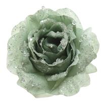 1x Salie groene decoratie bloemen rozen op clip 14 cm -