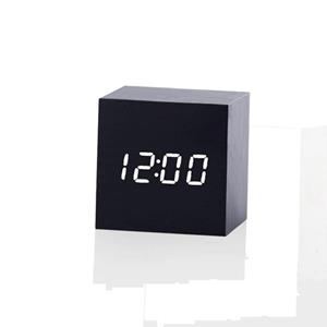Huismerk Multicolor geluiden controle houten klok moderne digitale LED Bureau wekker thermometer timer zwart wit