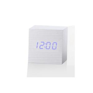 Huismerk Multicolor geluiden controle houten klok moderne digitale LED Bureau wekker thermometer timer wit blauw