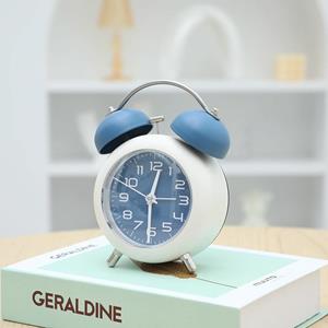 Huismerk Bedroom Desktop Metal Digital Mechanical Alarm Clock Living Room Silent Clock With Night Light(Blue)