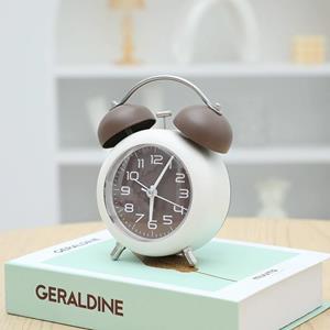 huismerk Bedroom Desktop Metal Digital Mechanical Alarm Clock Living Room Silent Clock With Night Light(Coffee Color)