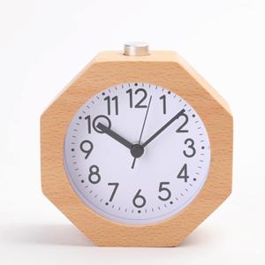 huismerk Solid Wood Silent Snooze Wekker met Pointer (Octagonal Wood Color)