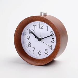 huismerk Solid Wood Silent Snooze Wekker met Pointer (Round Dark)