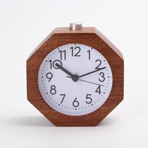 huismerk Solid Wood Silent Snooze Wekker met Pointer (Octagonal Dark)