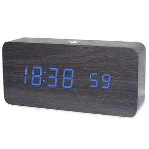 huismerk LT-1035 LED Display Digitale APP Smart Wekker (Blauw Licht Zwart Hout)