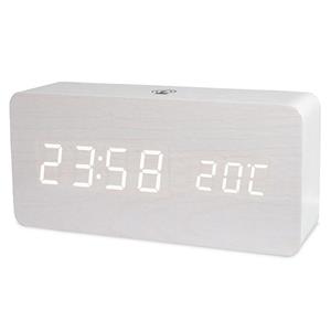 huismerk LT-1035 LED Display Digitale APP Smart Wekker (Wit licht wit hout)