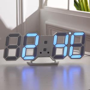 huismerk 6609 3D Stereo LED Wekker Woonkamer 3D Wandklok Kleur: Blauw