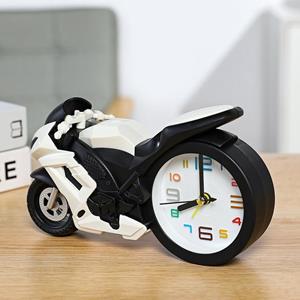 Huismerk Motorfiets Wekker Ornamenten Creative Child Gift Clock (White Motorcycle Racing)