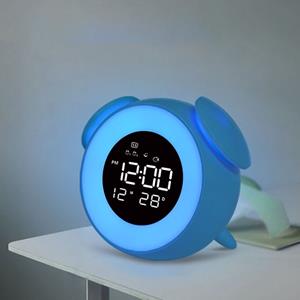 huismerk Cartoon dier vorm bed lamp muziek LED Alarm Clock (blauw)